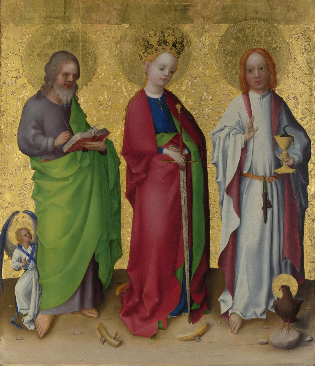 Svatý Matouš, Kateřina Alexandrijská a Jan evangelista od Stefan Lochner