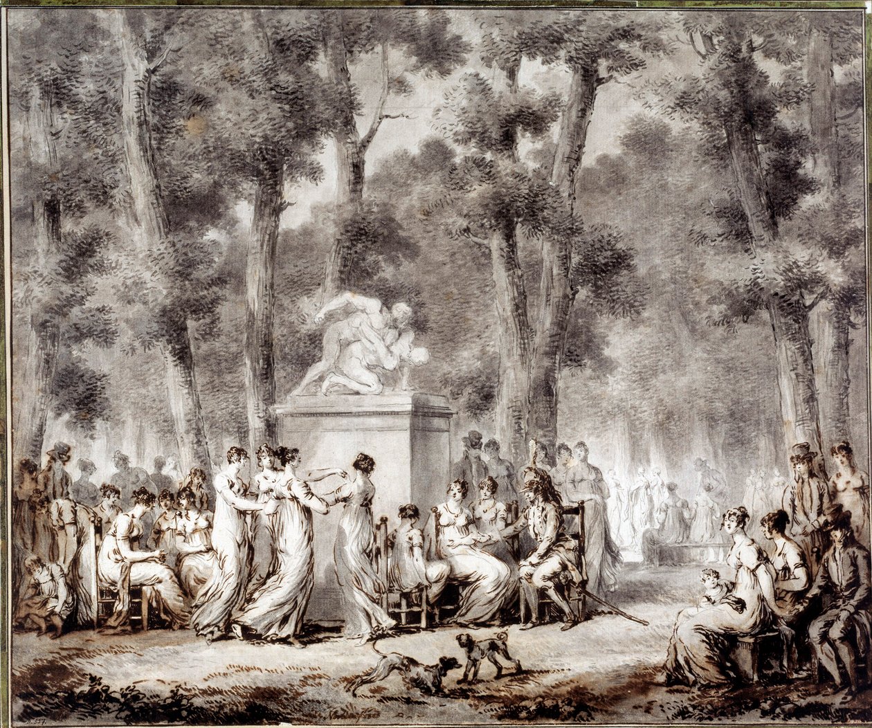 Pohled na terasu Tuileries v roce 1807 World exit do parku. Kresba Jean Pierre Norblin De La Gourdaine (1745-1830) od Stefan Juliusz Norblin de la Gourdaine