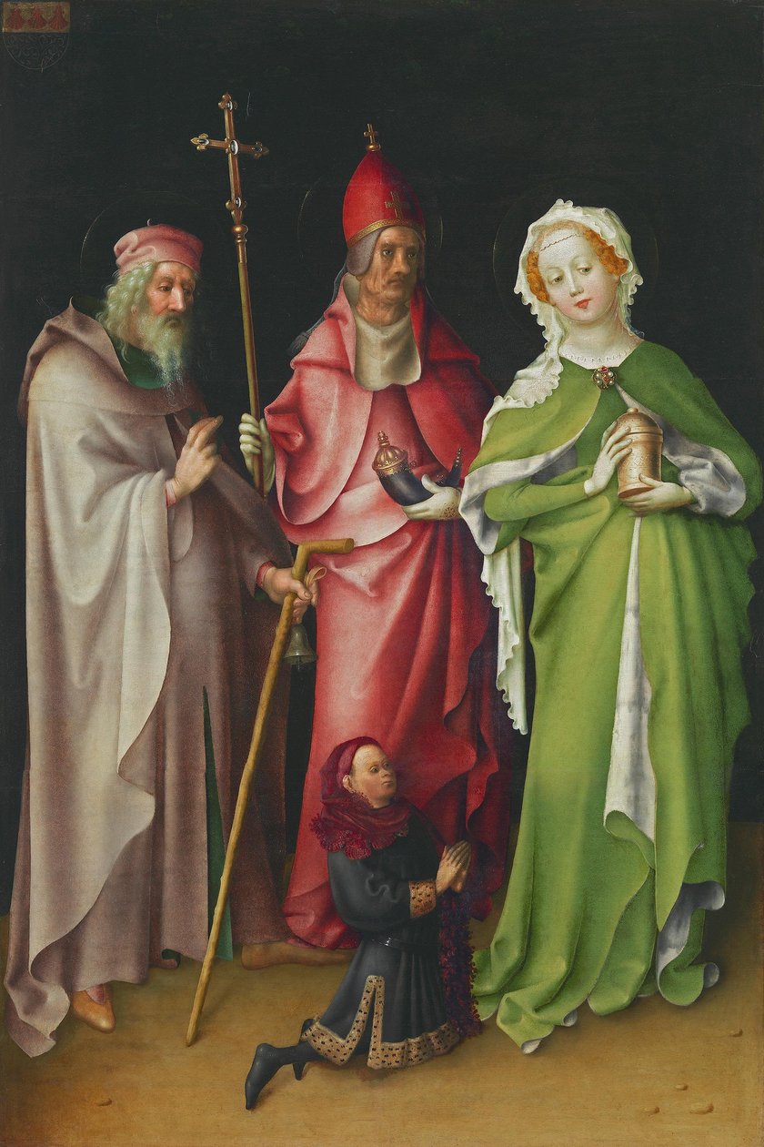Flügel des Weltgerichtsaltares: Hl. Antonius, Papst Cornelius und Maria Magdalena mit einem Stifter od Stefan Lochner