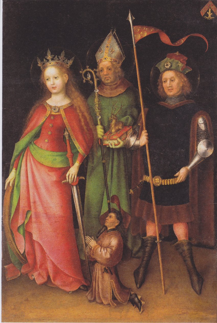 Hl. Katharina, Hubert und Quirinus (Jüngstes-Gericht-Altar) od Stefan Lochner