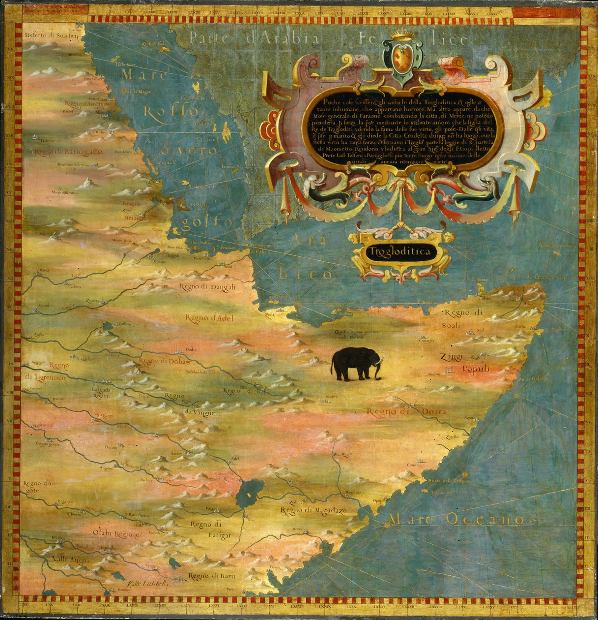 Africký roh: Etiopie a Somálsko (Afrika) od Stefano Bonsignori 1589
