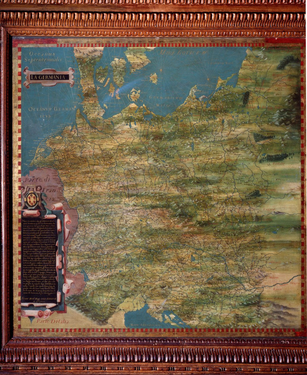 Německo Pohlednice od Stefana Bonsignoriho (? -1589) italského kosmografa a malíře. Kolem 1581. Florencie, Palazzo Vecchio, Sala del Mappamondo od Stefano Buonsignori