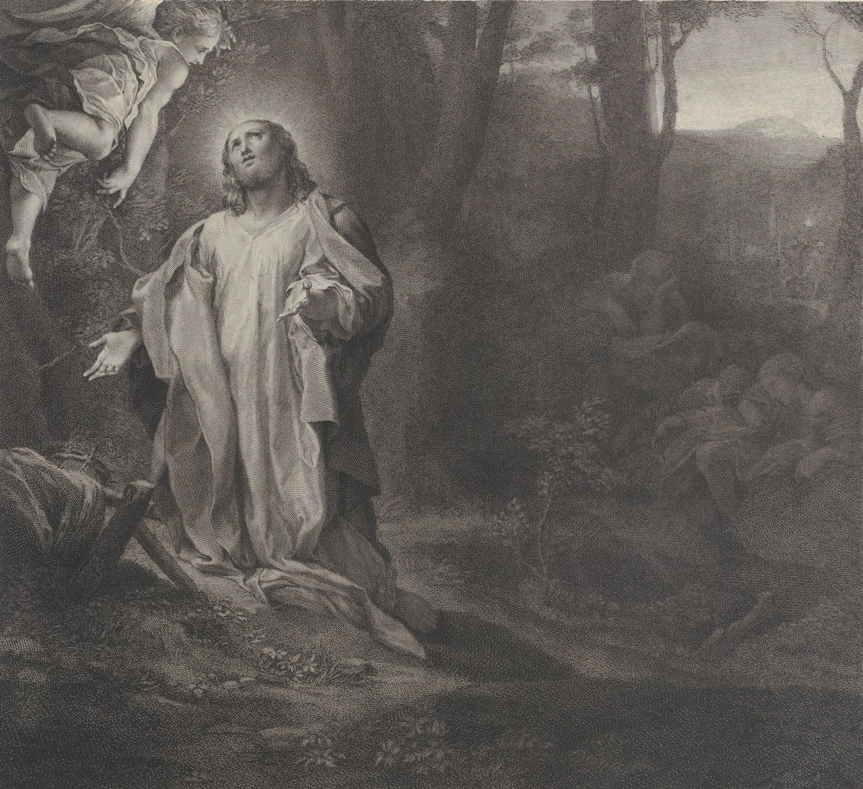 Kristus na Olivové hoře, s andělem vlevo nahoře, 1783-1812. od Stefano Tofanelli