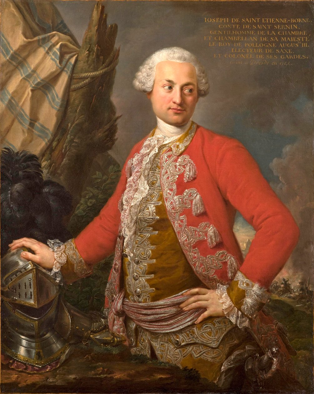 Portrét Josepha de Saint Étienne Borne, hraběte de Saint Sernin, královského polského a saského kurfiřtského komorníka, kapitána gardy a generálního pobočníka pěchoty, 1755 od Stefano Torelli