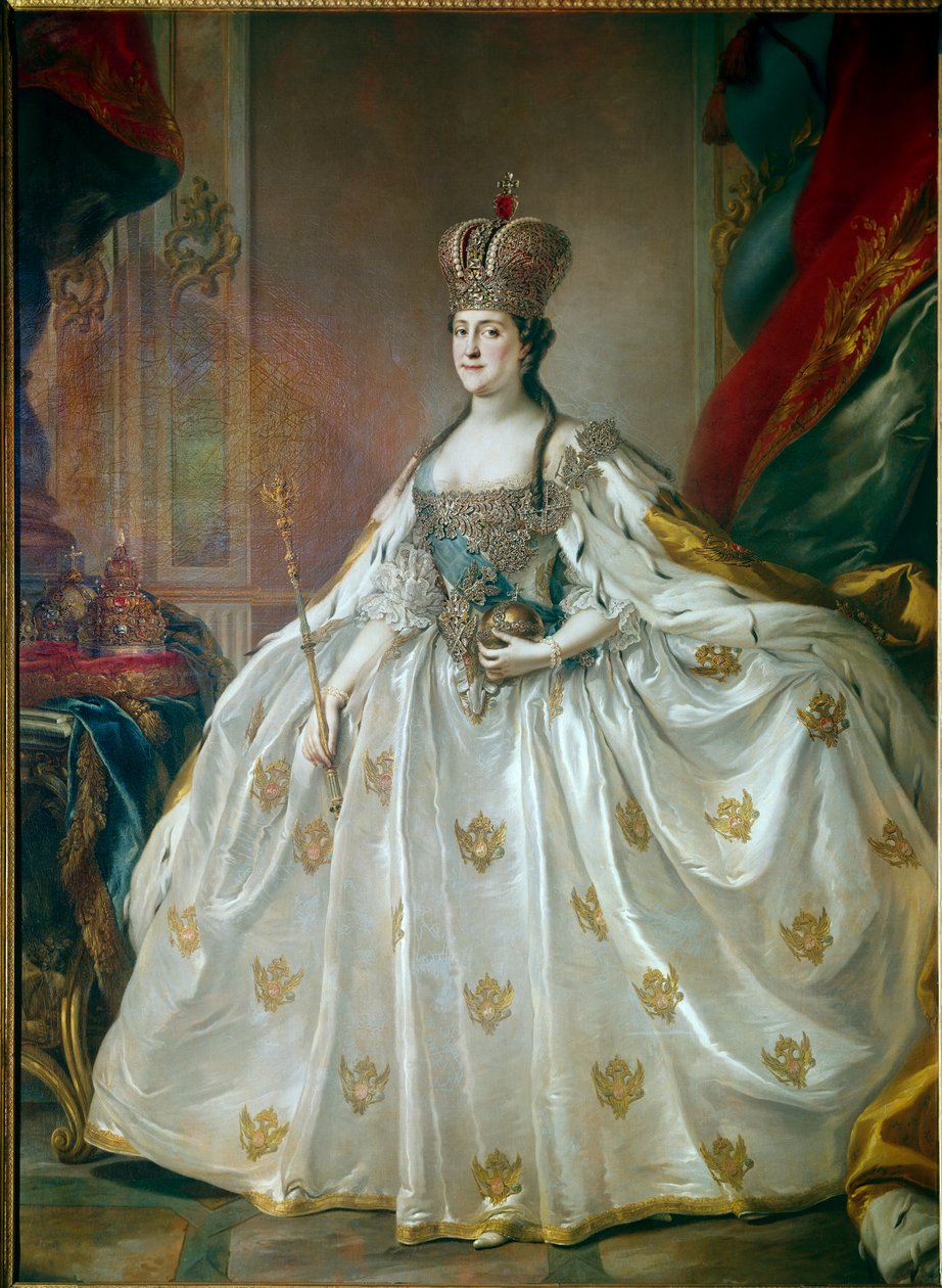 Portrét ruské imprese Kateřiny II. Veliké (1729-1796) v jejích korunovačních šatech od Stefana Torelliho (1712-1784) Ermitážní muzeum z 18. století, Petrohrad od Stefano Torelli