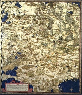 Mapa Ruska šestnáctého století, ze „Sala delle Carte Geografiche“ (síň geografických map) 1575 (olej na panelu) od Stefano and Danti Egnazio Bonsignori