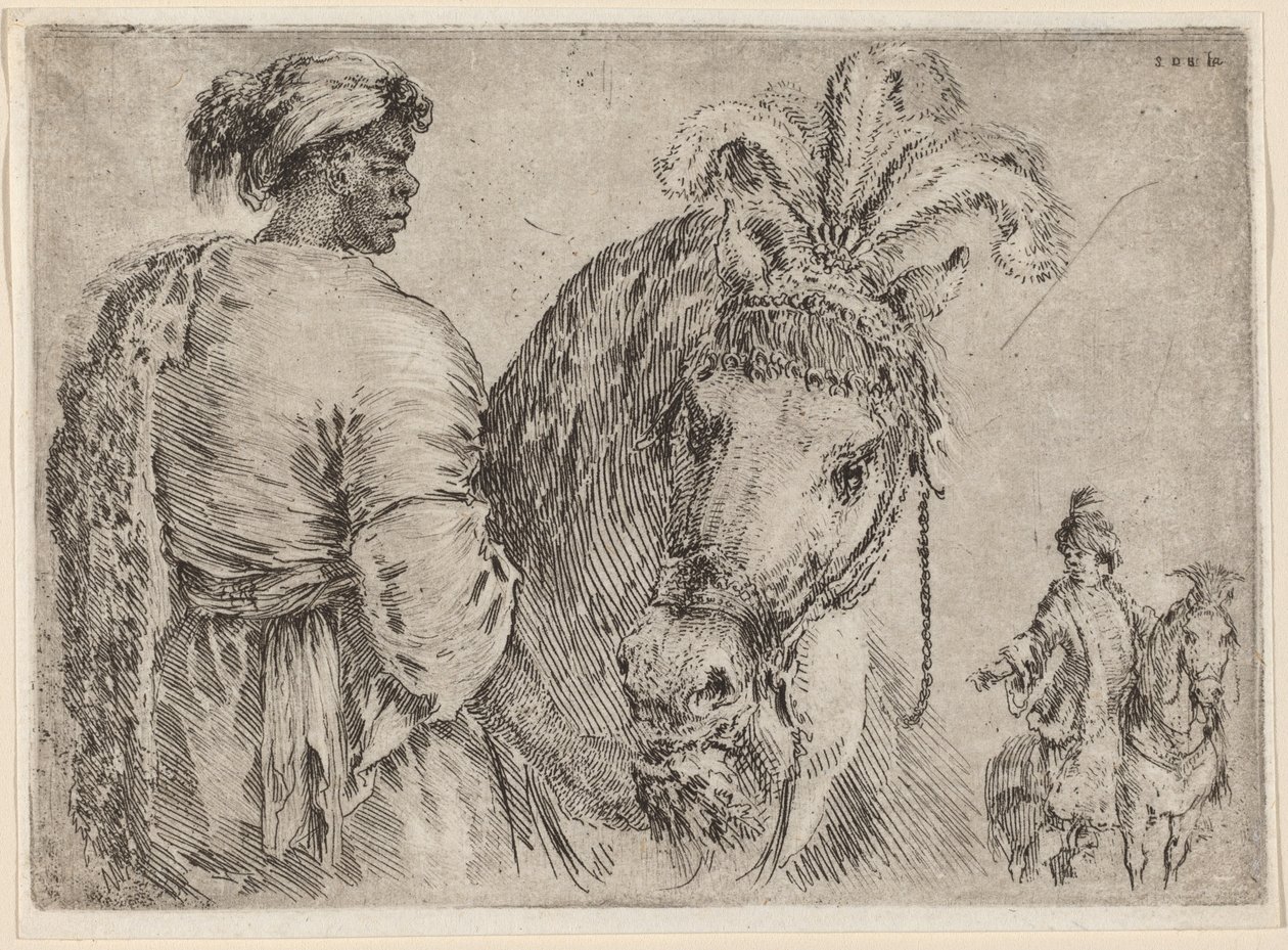 Černý muž krmící koně, pravděpodobně 1662. od Stefano della Bella