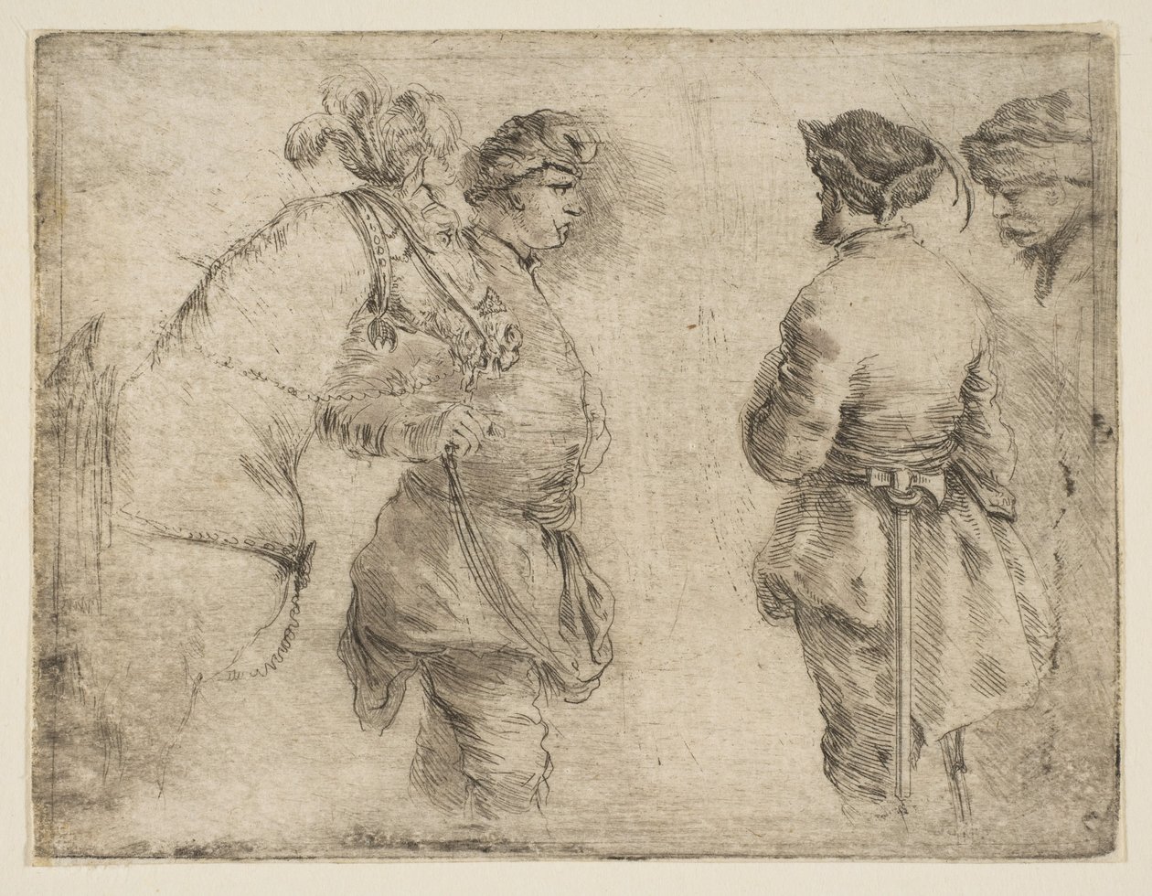 Polák, který vede koně za uzdu a mluví se dvěma dalšími muži, ca. 1662. od Stefano della Bella
