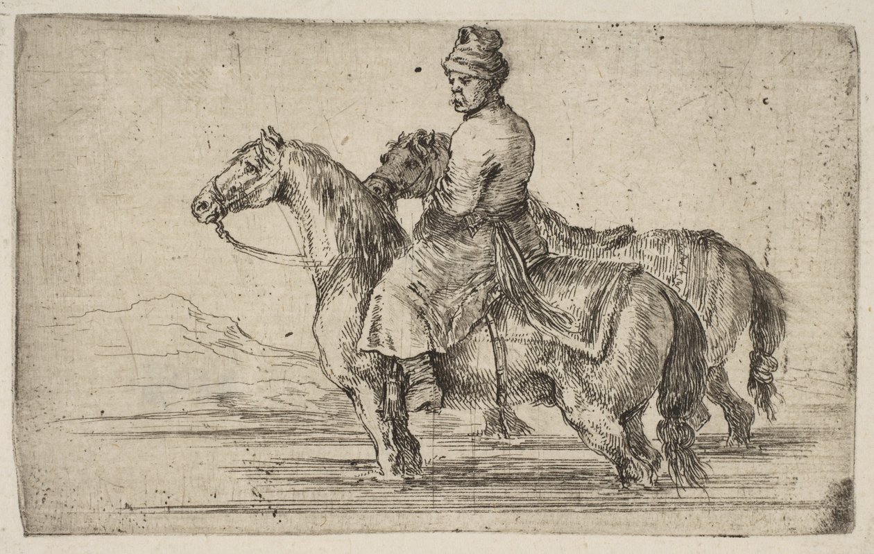 Polský ženich koupací koně, ca. 1662. od Stefano della Bella