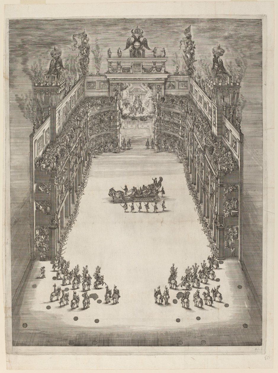 Letecký pohled na divadlo, 1652. od Stefano della Bella