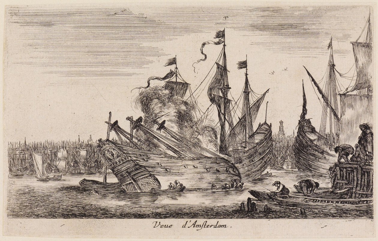 Pohledy na námořní přístavy (Vues de ports de mer): Pohled na Amsterdam od Stefano della Bella