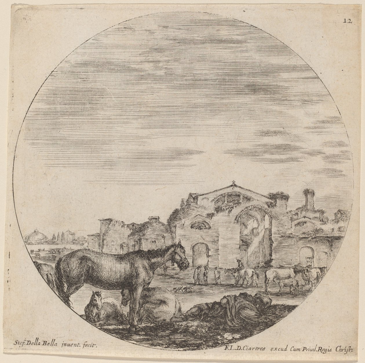 Lázně Diokleciánova a Spícího pastýře, 1646. od Stefano della Bella