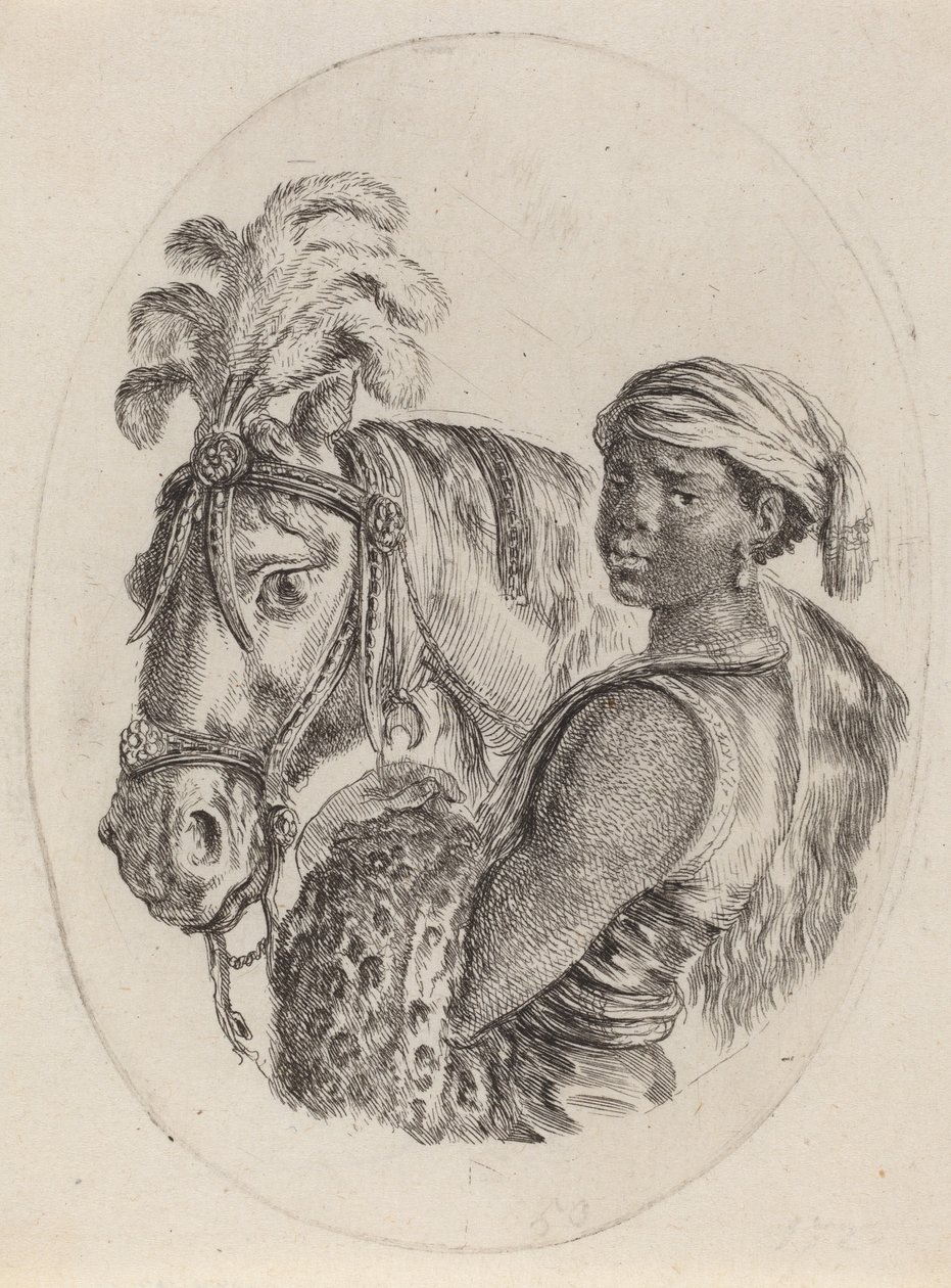 Černý ženich s arabským koněm, 16491650. od Stefano della Bella