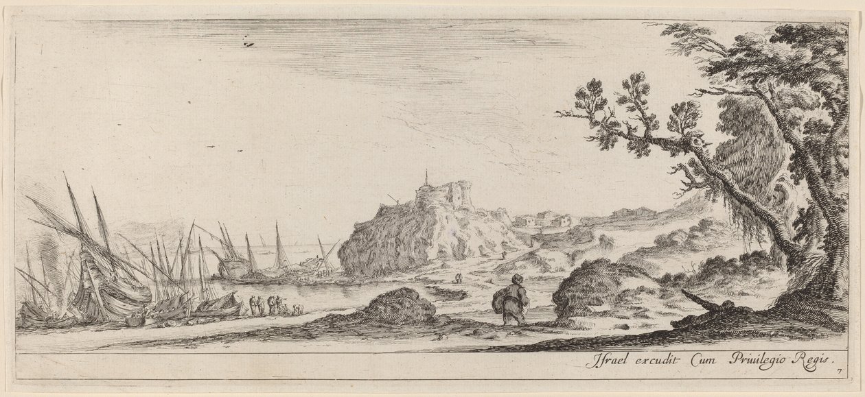 Lodě na pobřeží, v roce 1647 nebo dříve. od Stefano della Bella
