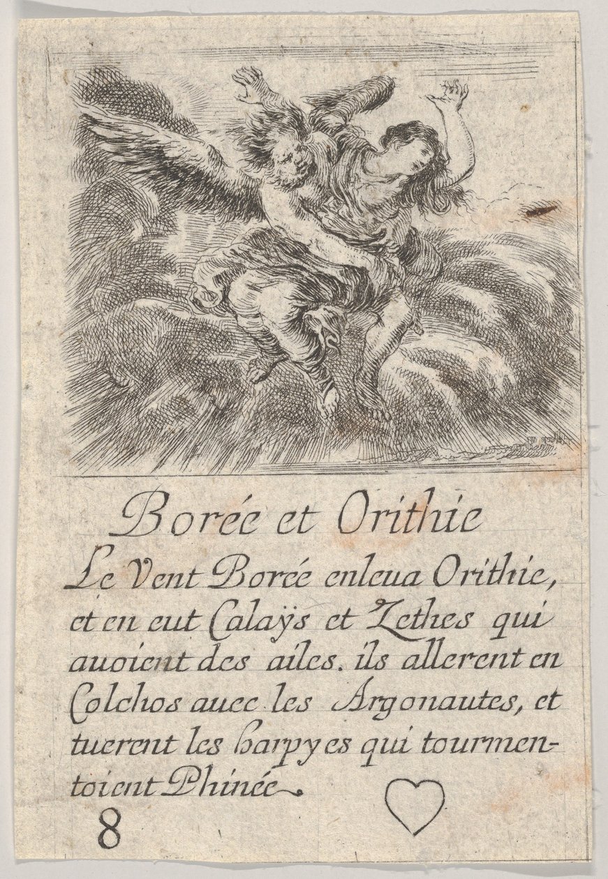 Boreas a Orithyia, z Mytologické hry Jeu de la Mythologie, 1644. od Stefano della Bella
