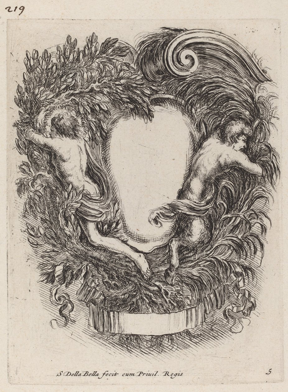 Kartuše s Apollónem a Panem, 1647. od Stefano della Bella