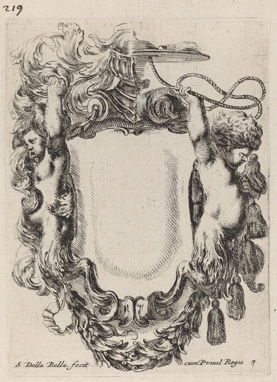 Kartuše s dětskými satyry, 1647. od Stefano della Bella