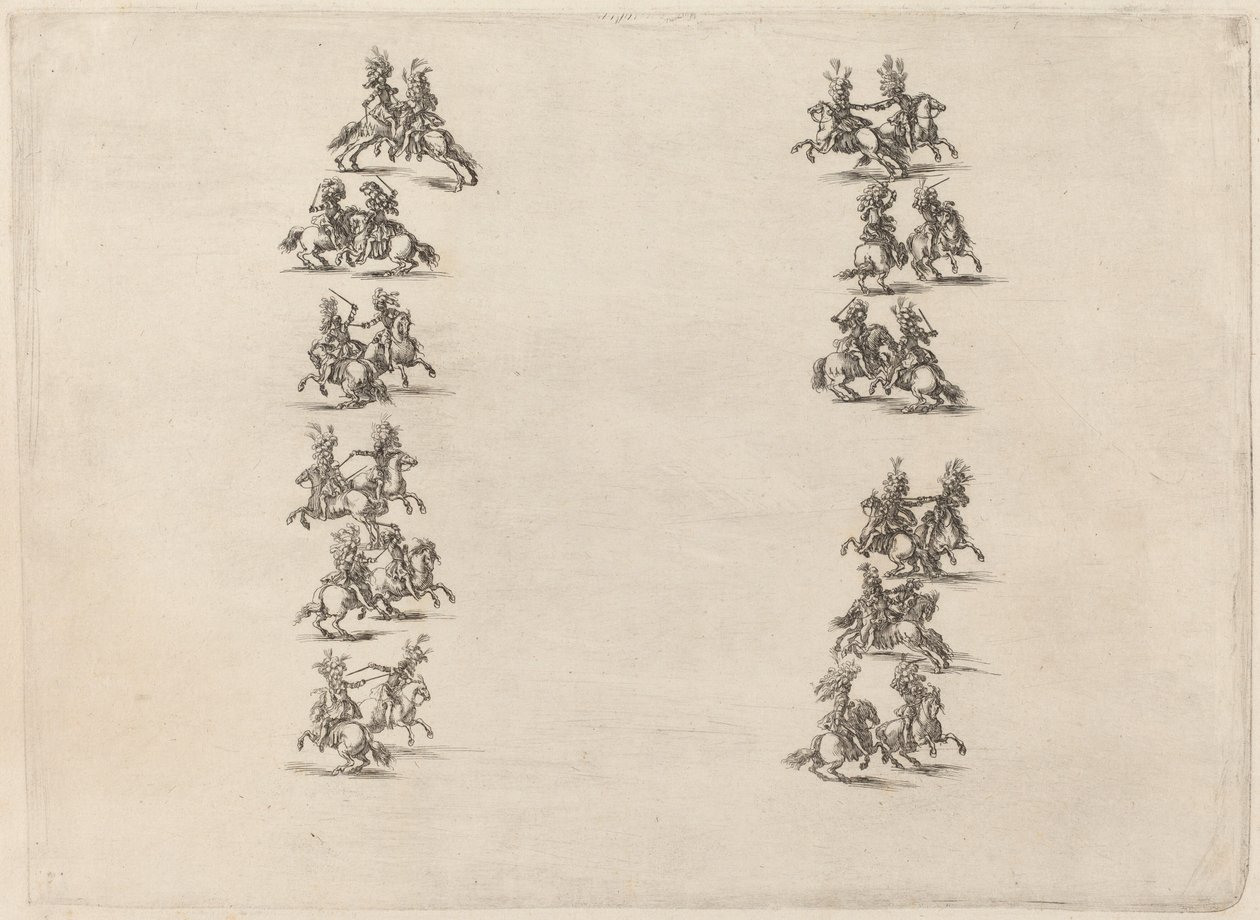 Kavalíři bojující ve dvou sloupech, 1652. od Stefano della Bella