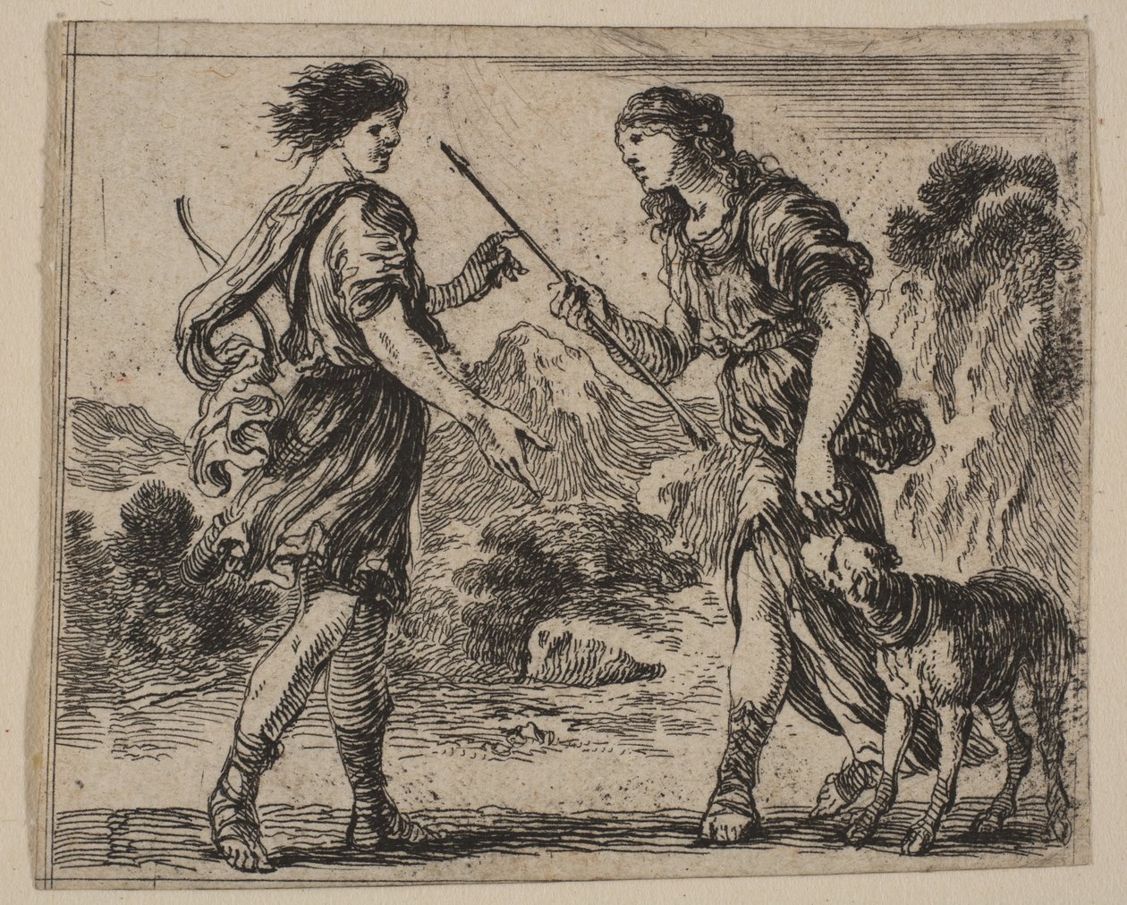 Cephalus a Procris, z Mytologické hry Jeu de la Mythologie, 1644. od Stefano della Bella