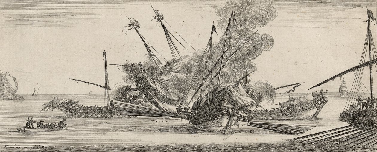 Combat Naval (lept na položený papír) od Stefano della Bella
