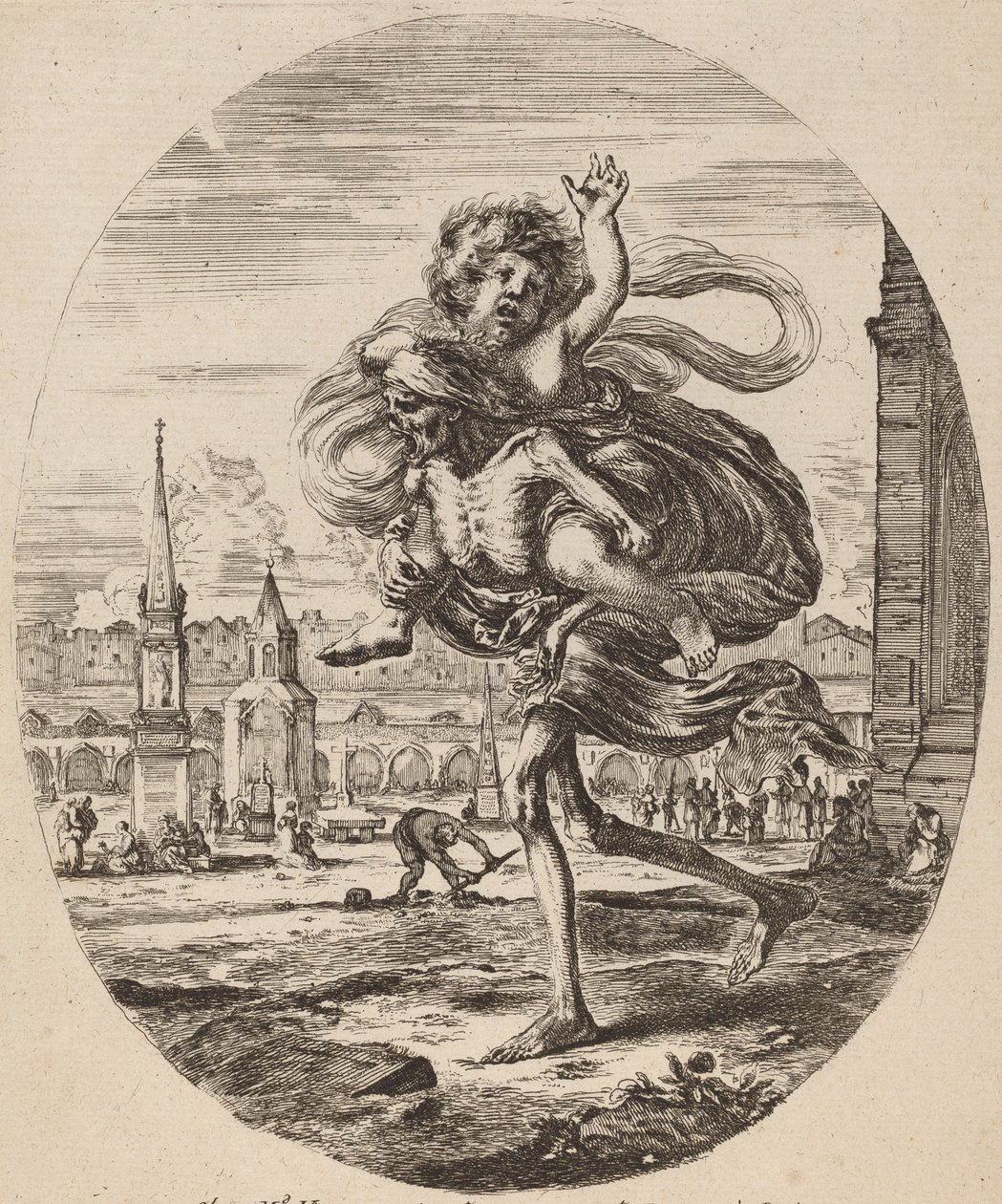Smrt nesoucí dítě nalevo, pravděpodobně 1648. od Stefano della Bella