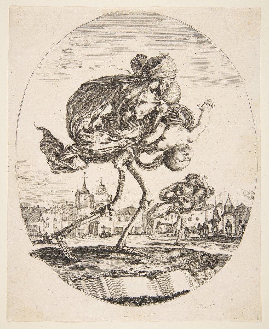 Smrt nesoucí dítě, od Pět úmrtí Les cinq Morts, ca. 1648. od Stefano della Bella