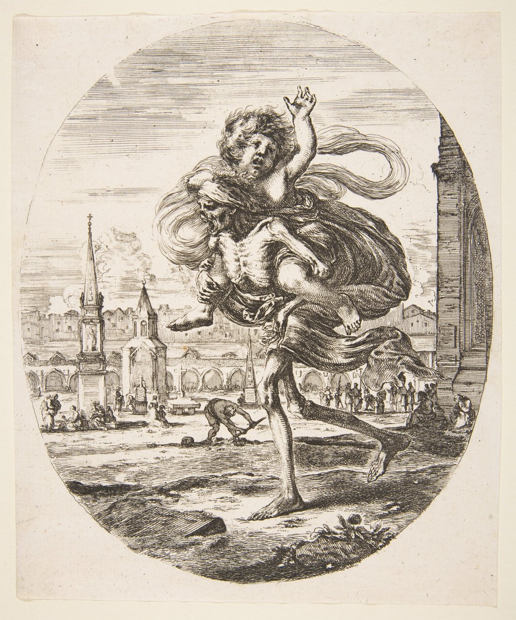 Smrt nesoucí dítě, od Pět úmrtí Les cinq Morts, ca. 1648. od Stefano della Bella