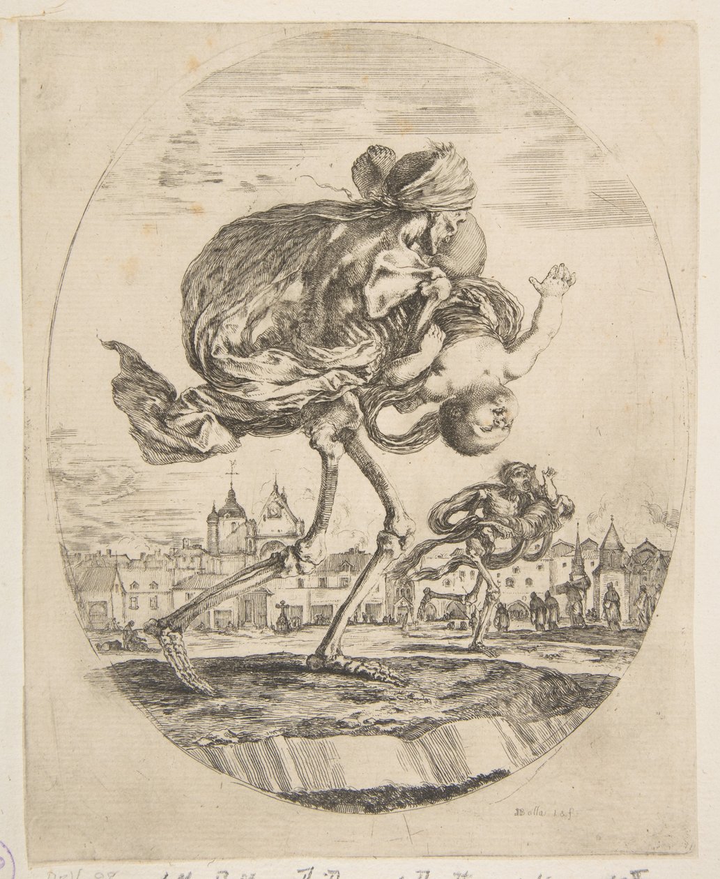 Smrt nesoucí dítě, od Pět úmrtí Les cinq Morts, ca. 1648. od Stefano della Bella