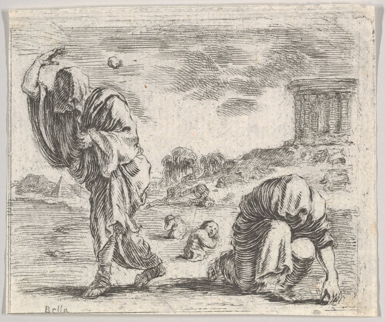 Deucalion a Pyrrha z Mythologické hry Jeu de la Mythologie, 1644. od Stefano della Bella