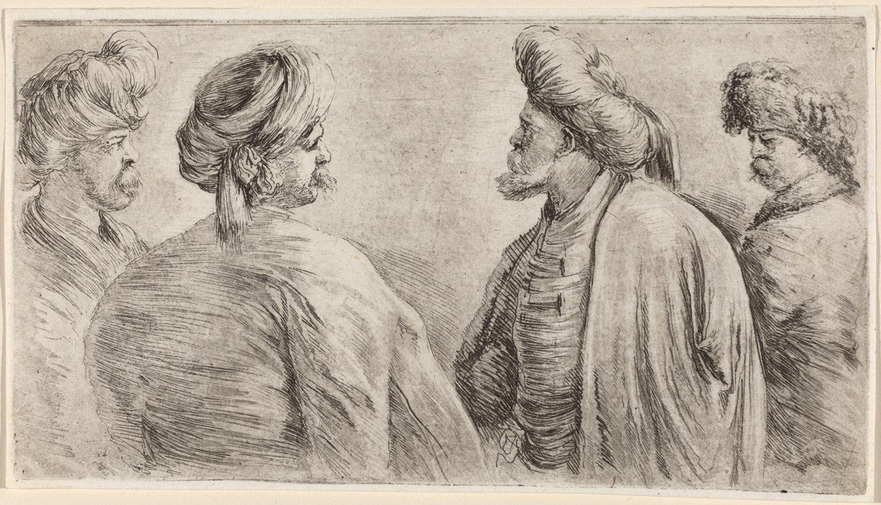 Čtyři Turci nosí turbany od Stefano della Bella