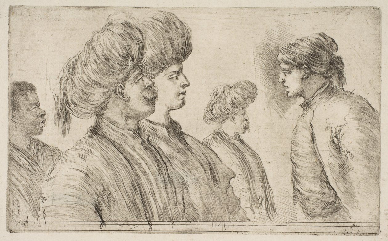 Čtyři Turci a černoch, ca. 1662. od Stefano della Bella