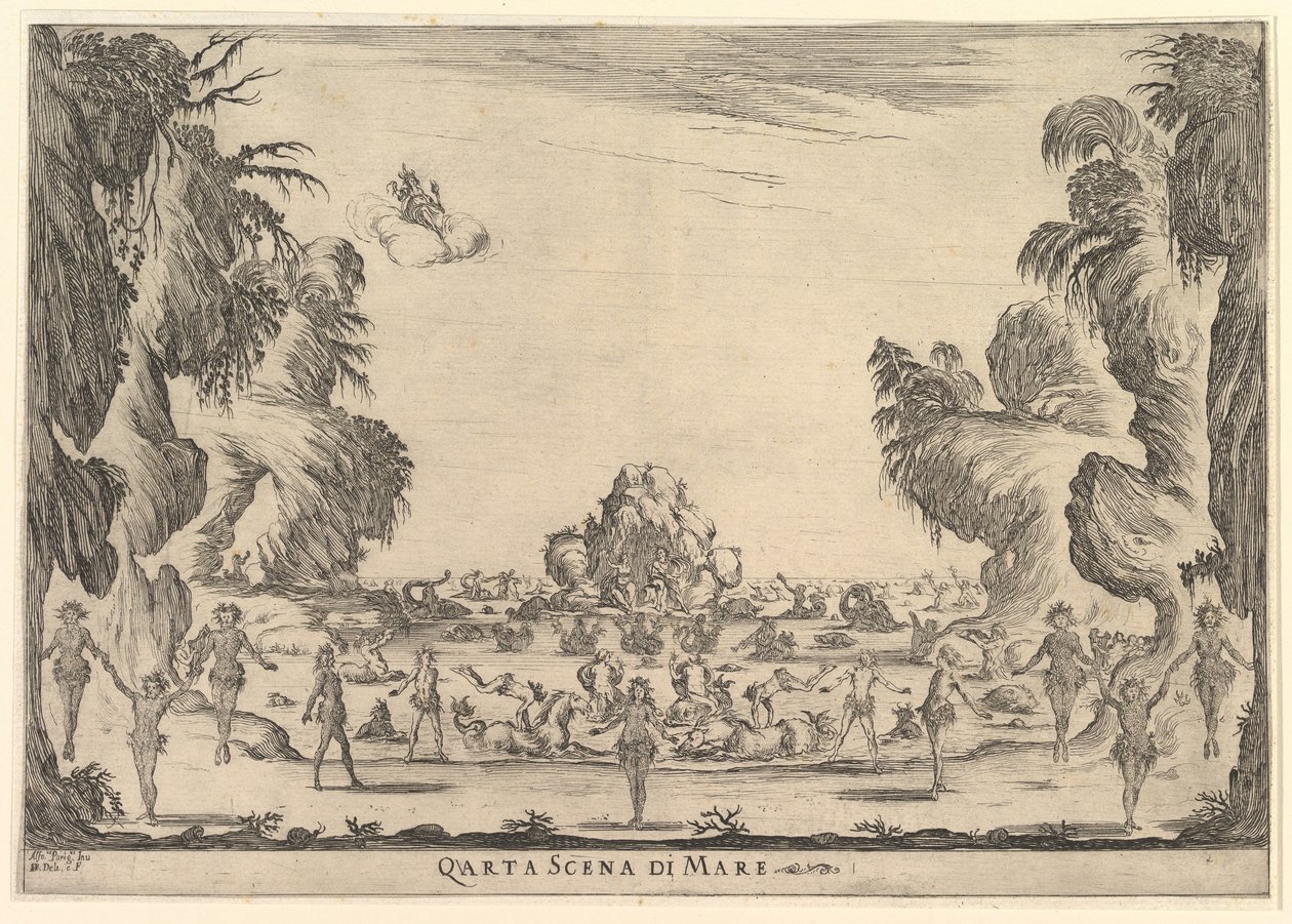 Čtvrtá scéna, moře, ze svatby bohů Le nozze degli Dei, 1637. od Stefano della Bella