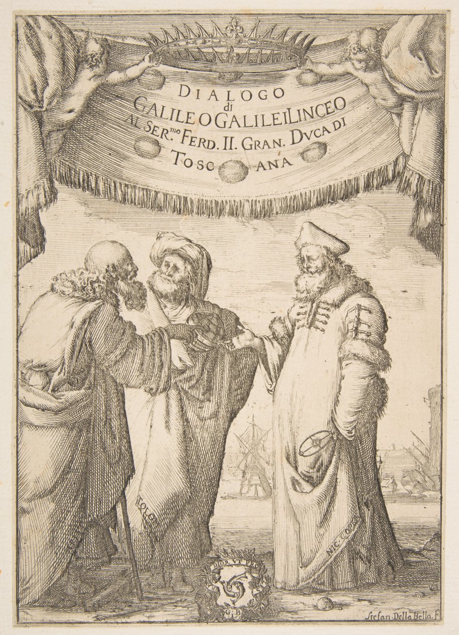 Frontispis pro dialog od Galilea Galilei, 1632. od Stefano della Bella