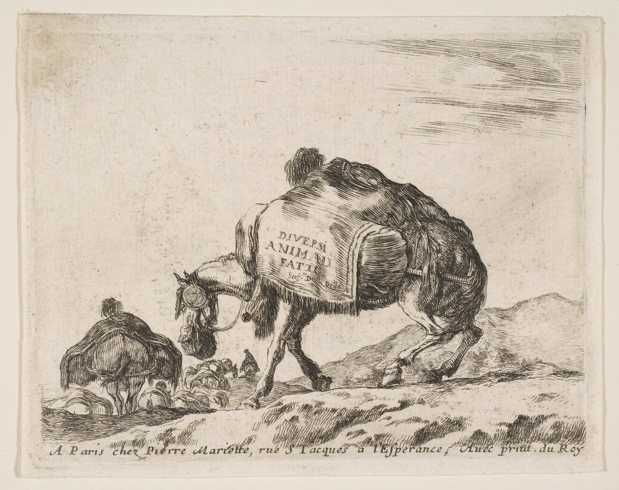 Frontispis pro různá zvířata: Pack Horse, ca. 1641. od Stefano della Bella