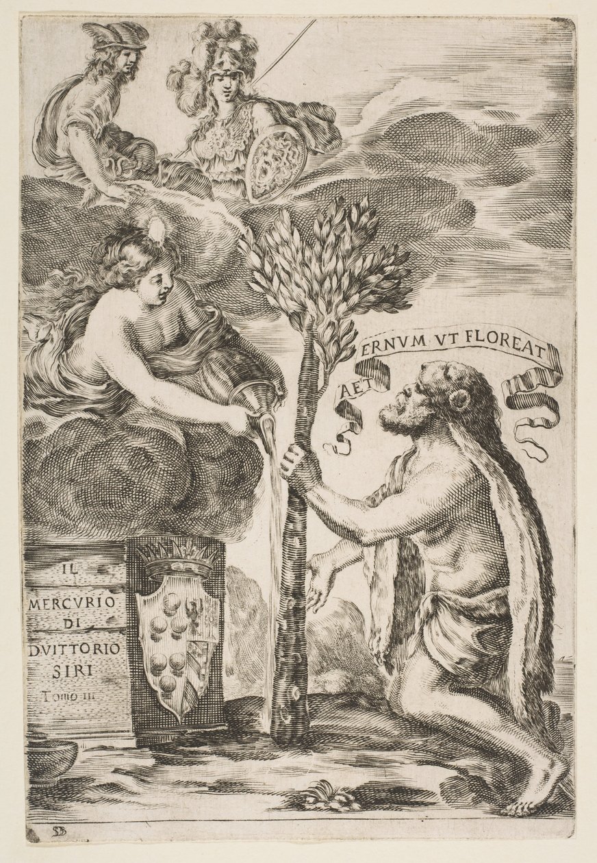 Frontispis pro Il Mercurio, III: Hercules Planting His Club, 1652. od Stefano della Bella