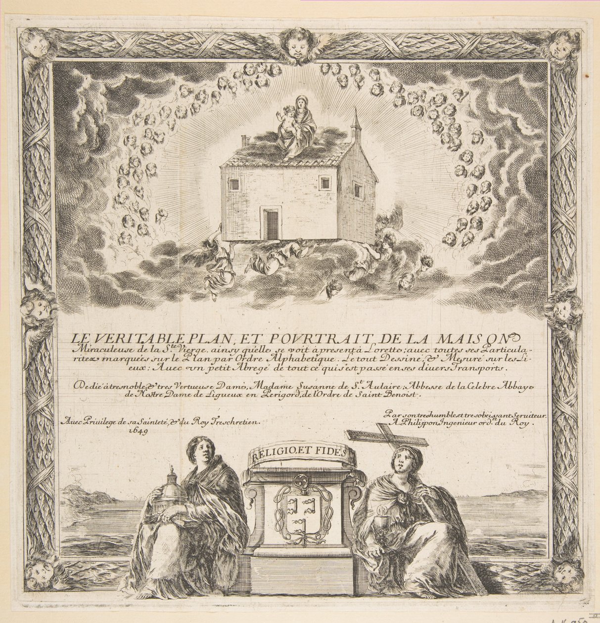 Frontispis pro The True Plan and Portrait of the House of Ste. Panna, 1649. od Stefano della Bella