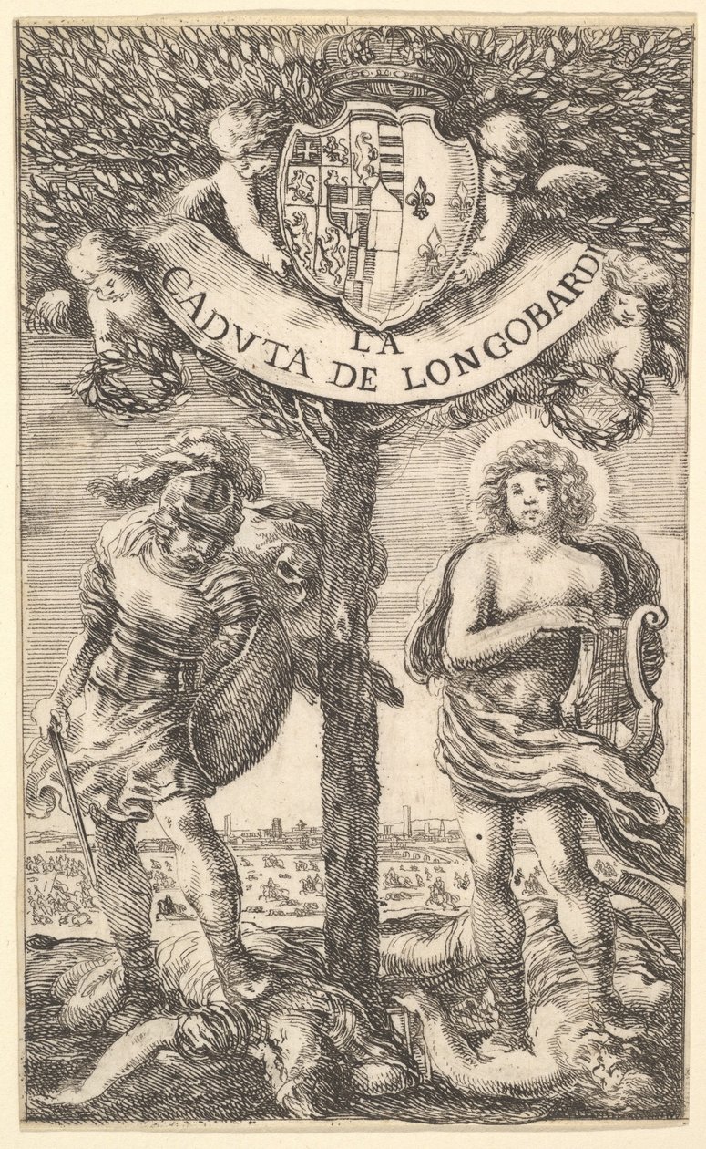 Frontispis k Pádu Longobardiho La Caduta de Longobardi, básně Sigismonda B ..., 1656. od Stefano della Bella