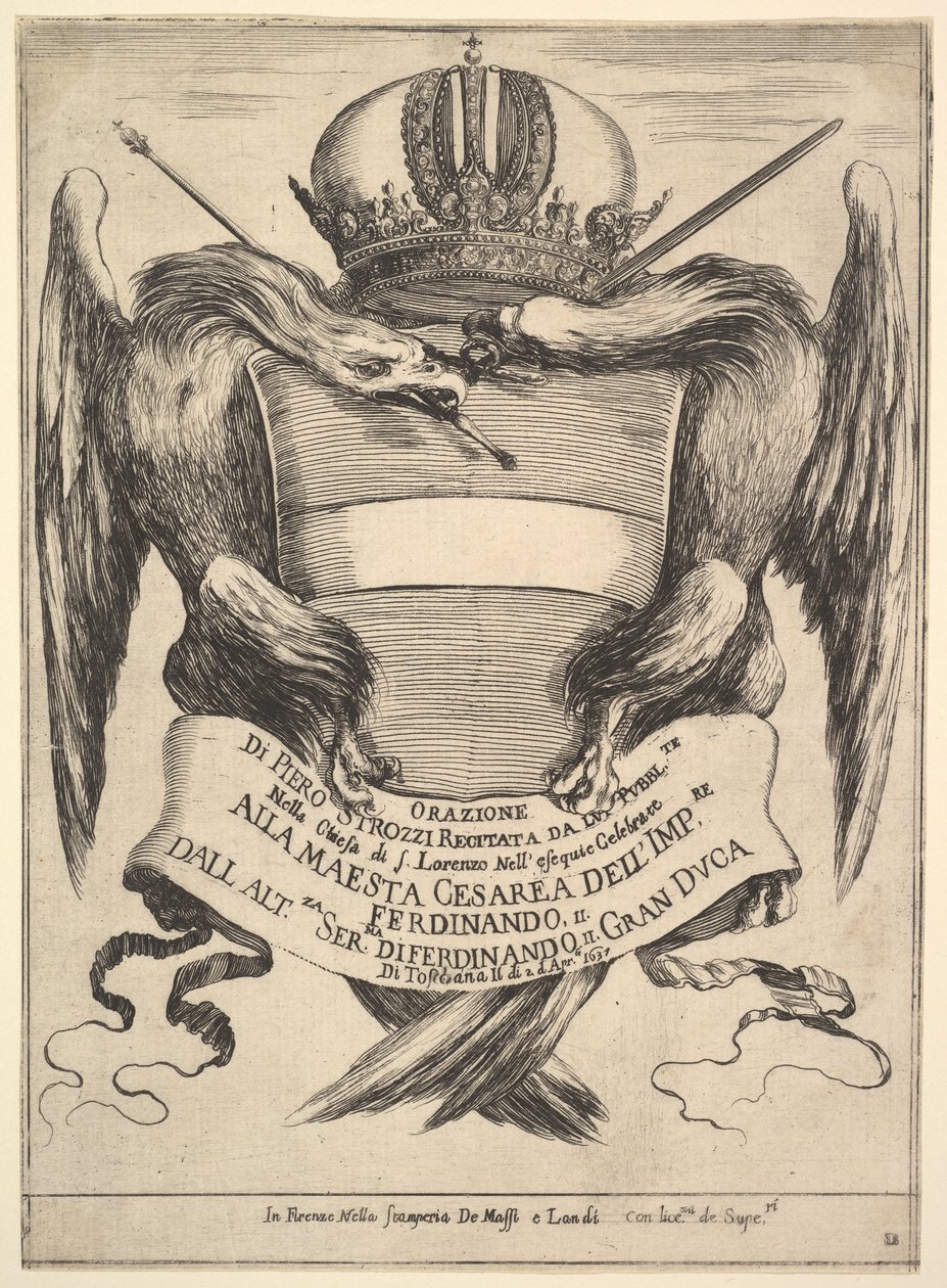 Frontispis k pohřbu císaře Ferdinanda II Esequie dellimperadore Ferdinando..., 1637. od Stefano della Bella
