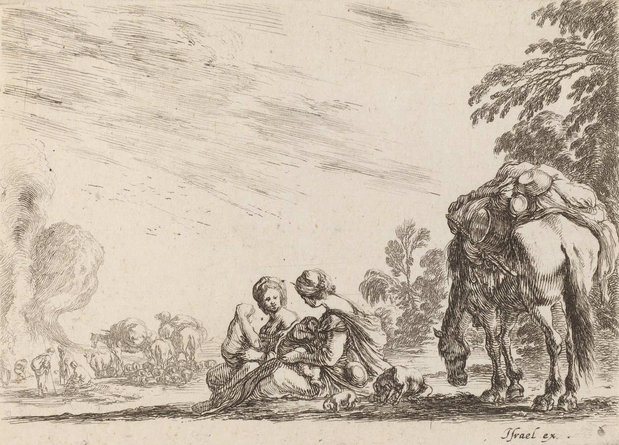 Cikáni na odpočinku, 1642. od Stefano della Bella
