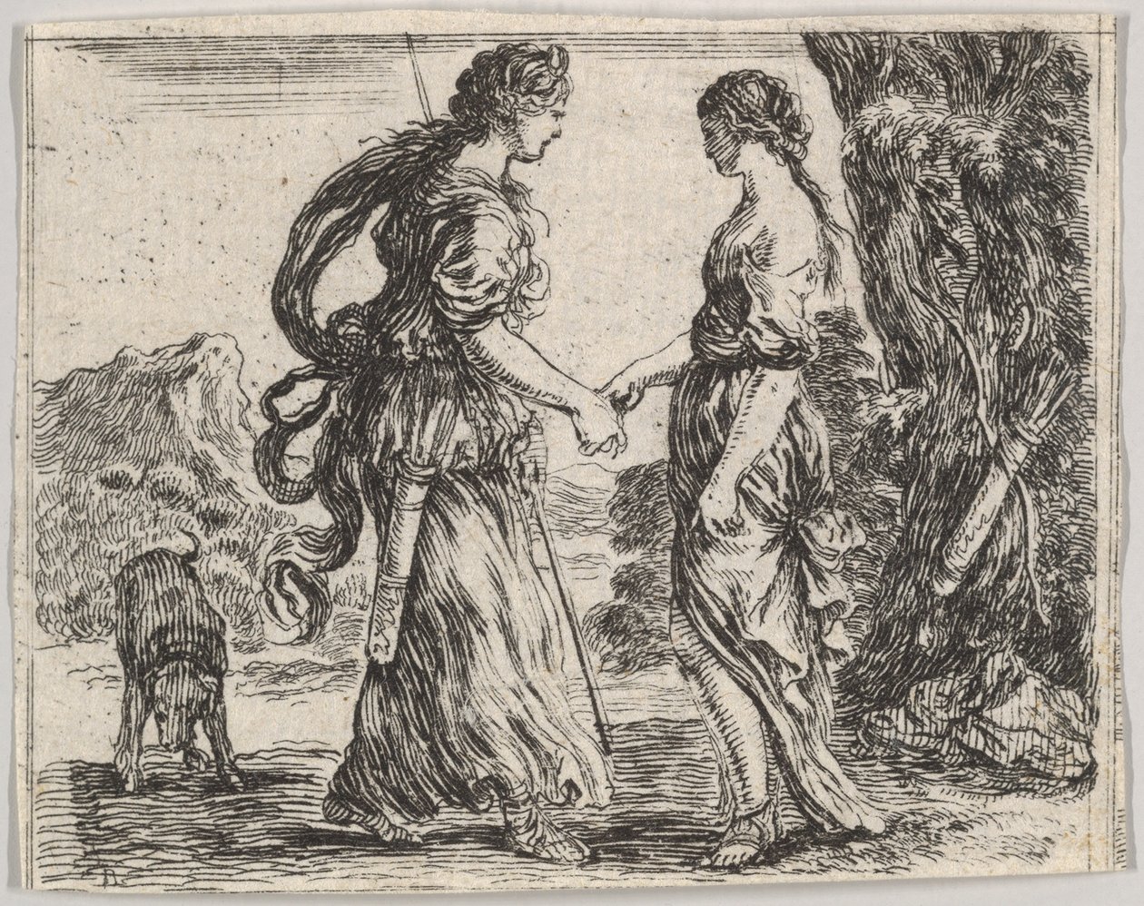 Jupiter a Calisto, z Mytologické hry Jeu de la Mythologie, 1644. od Stefano della Bella