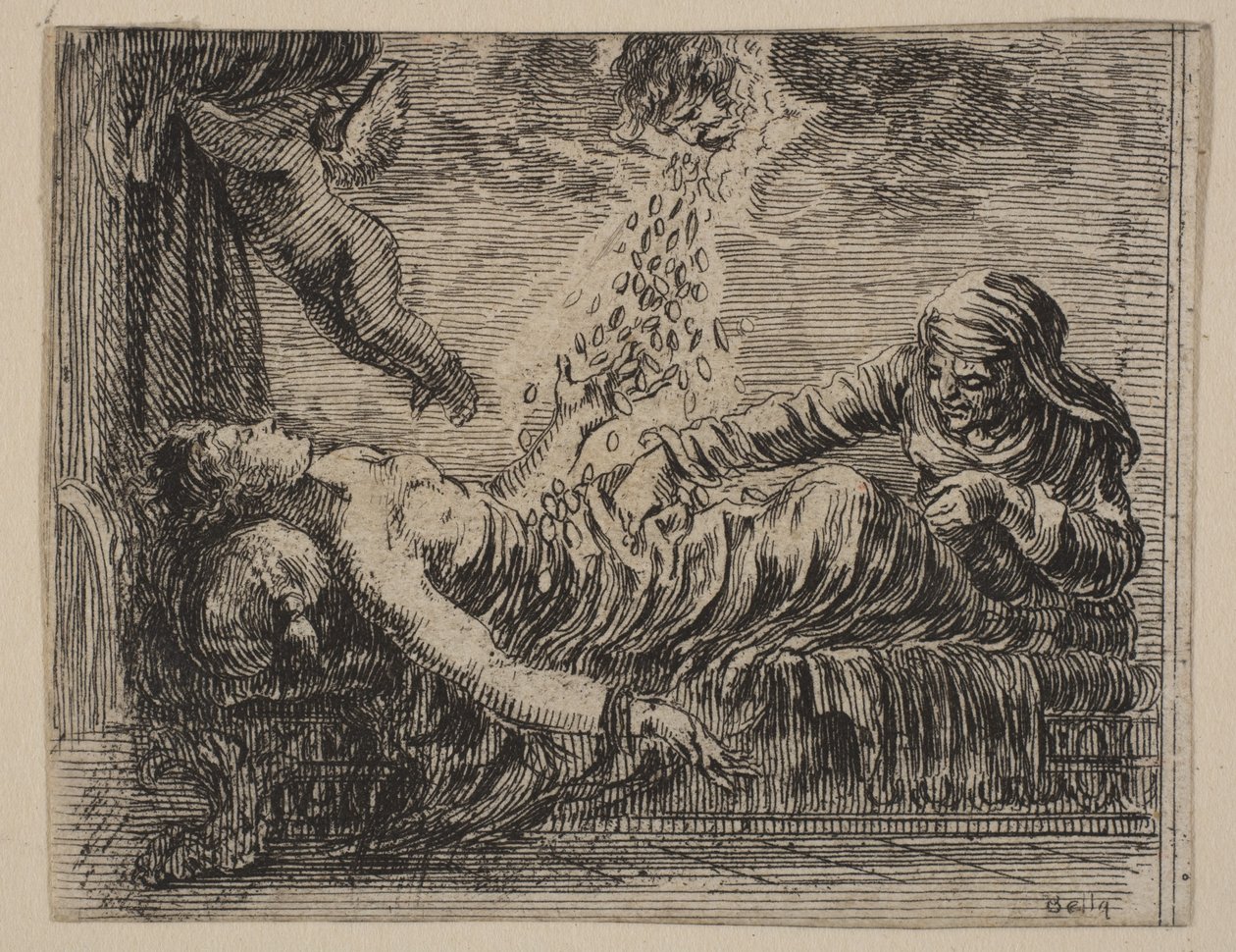 Jupiter a Danäe, z Mythologické hry Jeu de la Mythologie, 1644. od Stefano della Bella