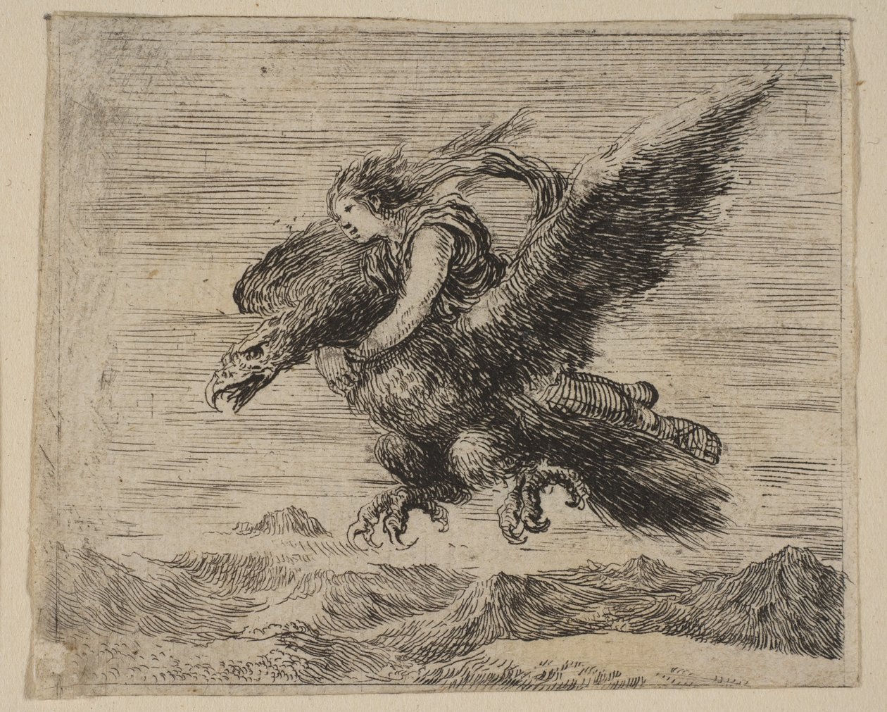 Jupiter a Ganymed, z Mythologické hry Jeu de la Mythologie, 1644. od Stefano della Bella