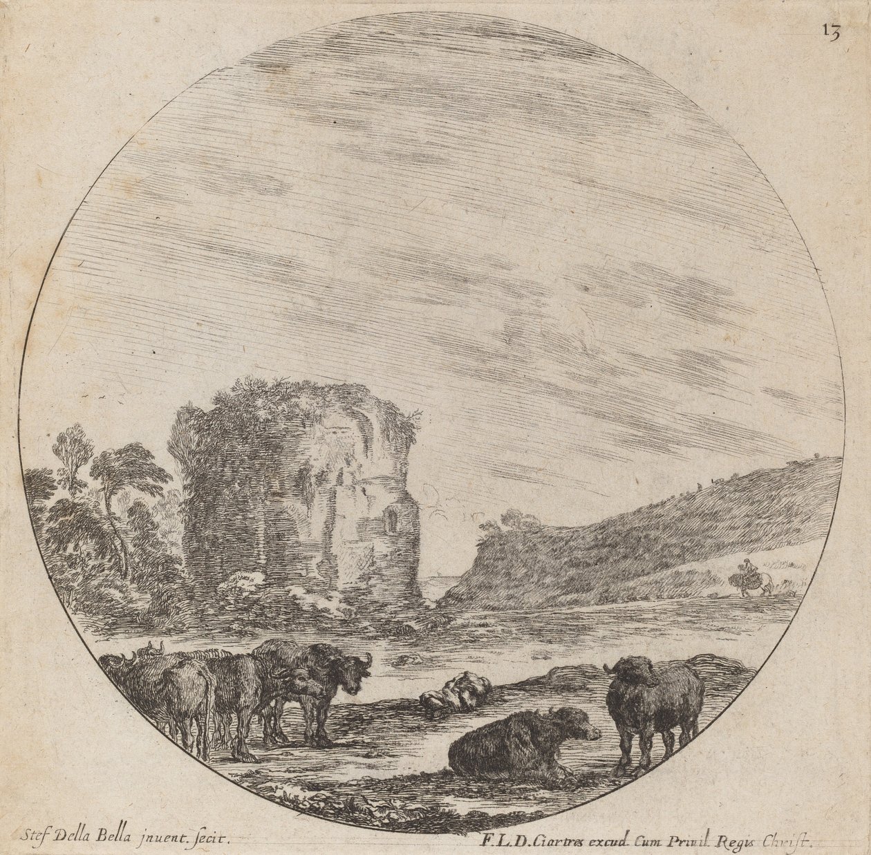 Krajina s antickými ruinami, 1646. od Stefano della Bella
