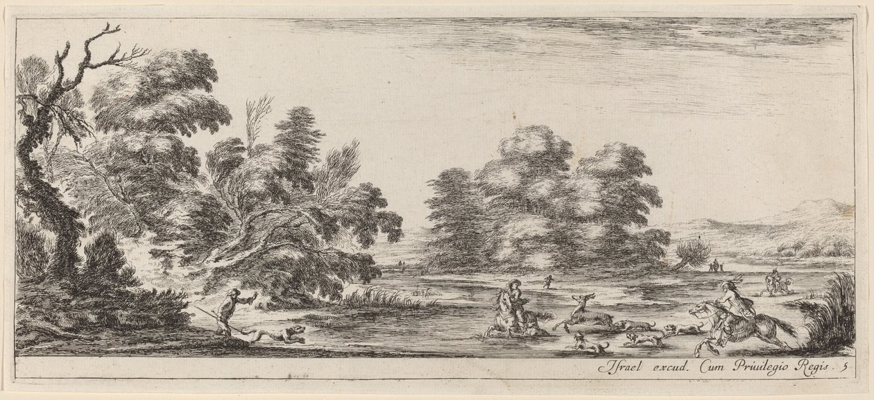 Krajina s honem na jelena, v roce 1647 nebo dříve. od Stefano della Bella