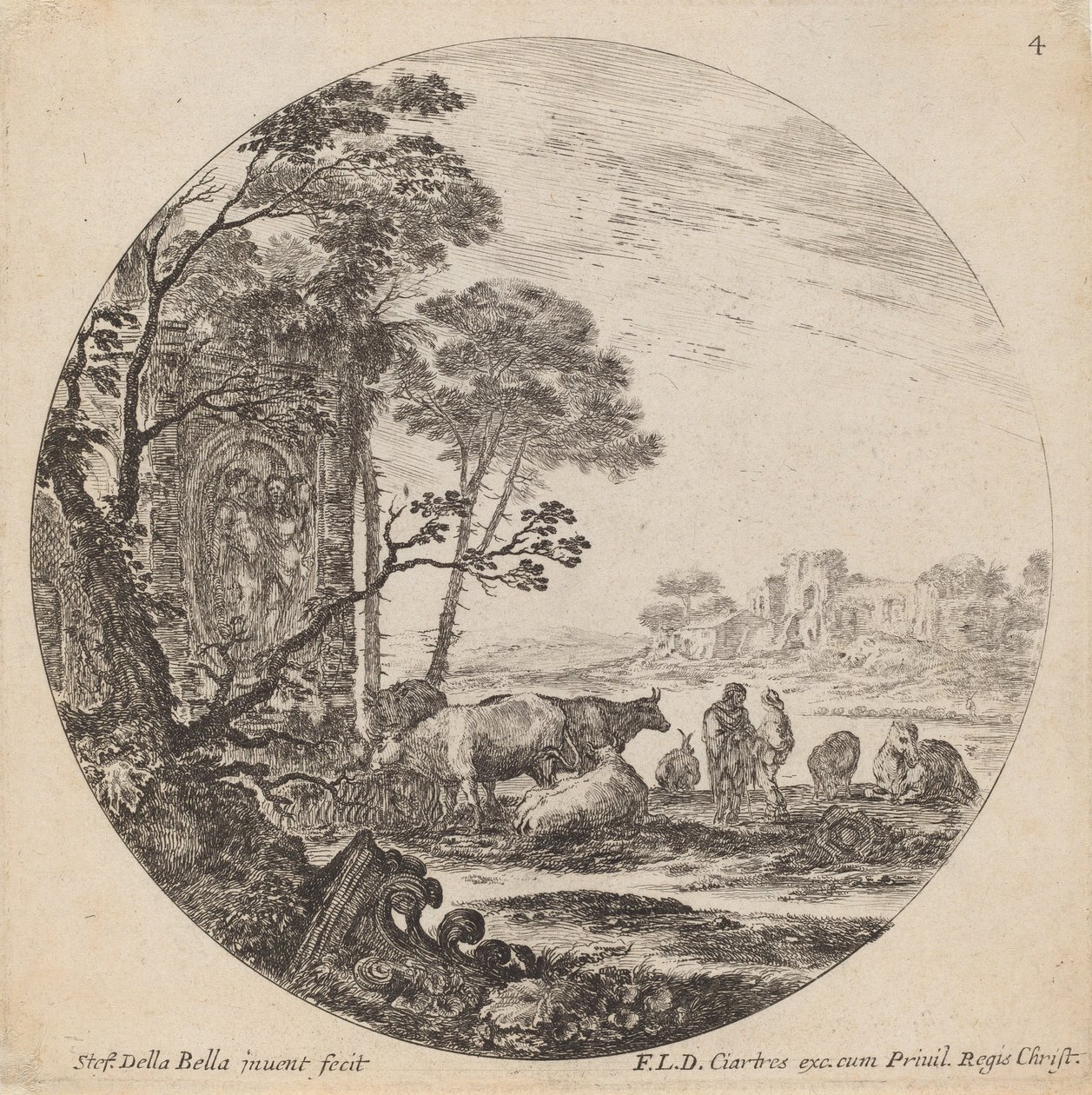 Krajina s římskými ruinami, 1646. od Stefano della Bella