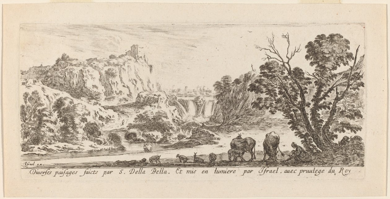 Krajina s vodopádem, 1641. od Stefano della Bella