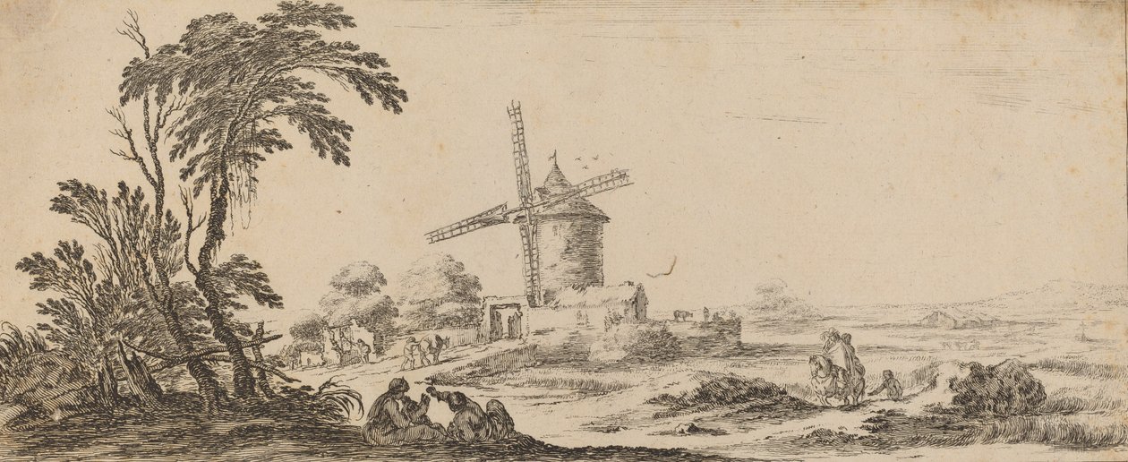 Krajina s větrným mlýnem, v roce 1647 nebo dříve. od Stefano della Bella