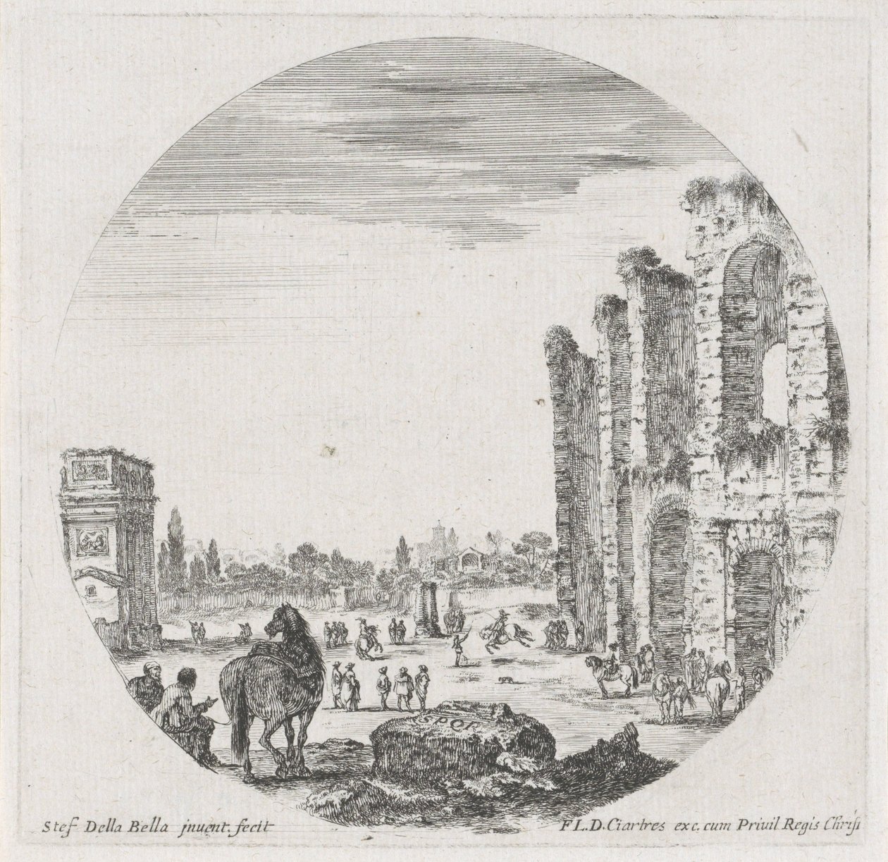 Krajina s Koloseem a Konstantinovým obloukem Krajiny a ruiny v Římě (název série) Paysages et ruines de Rome (název série) od Stefano della Bella