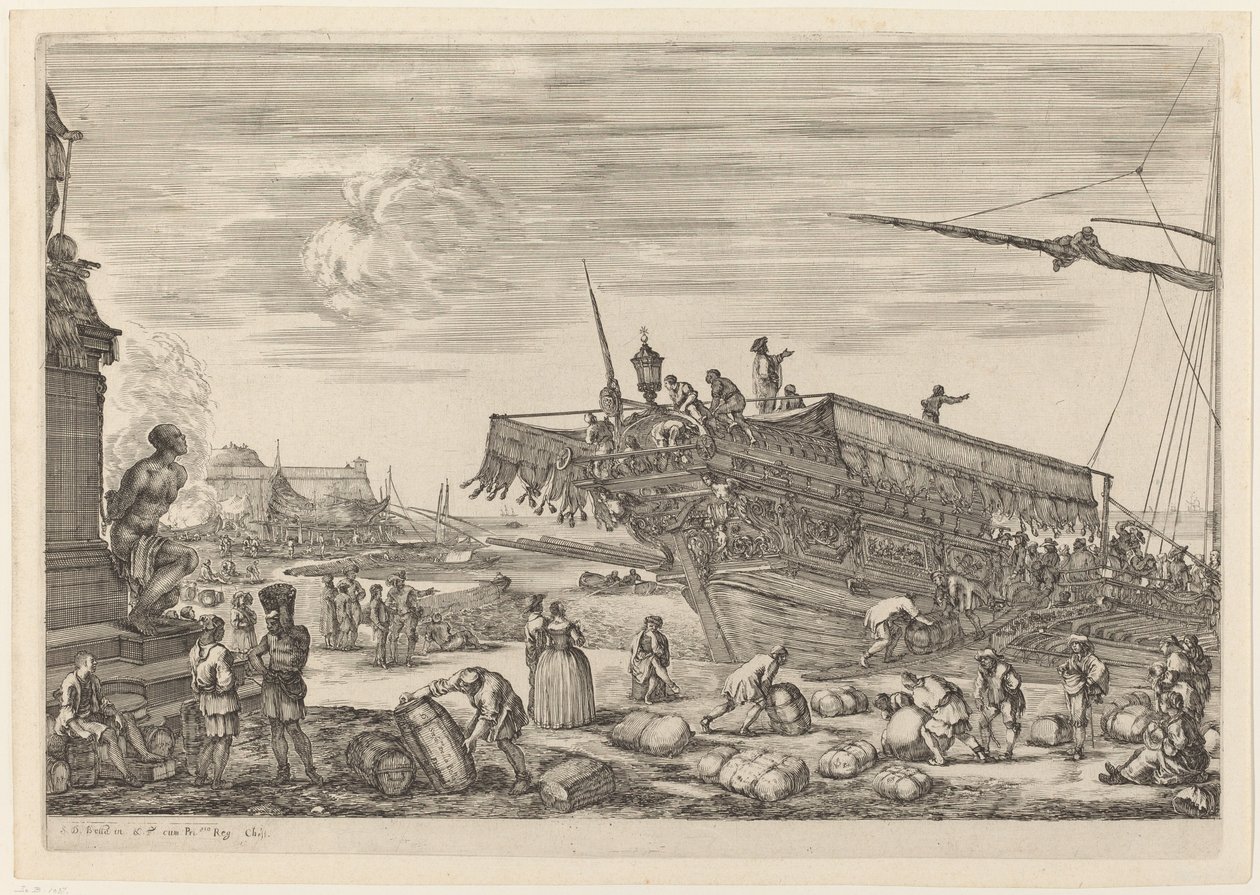 Nakládání lodi, pravděpodobně c. 16541655. od Stefano della Bella