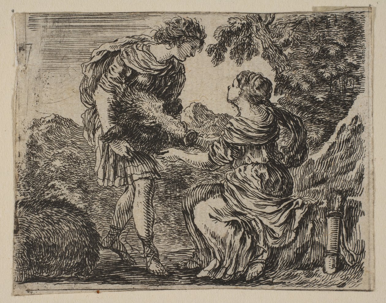 Meleager a Atalanta, z Game of Mythology Jeu de la Mythologie, 1644. od Stefano della Bella